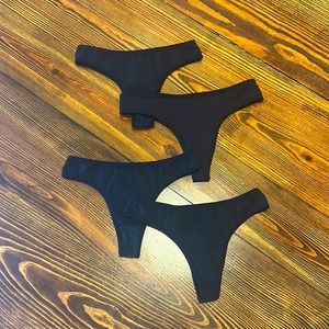 Women’s Cotton Black Breathable 4 Pack Bikini Underwear Thongs S
